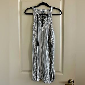 Flory Black and White Striped Dress